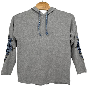 St. John Bay‎ Gray Embroidered Hoodie Size Large